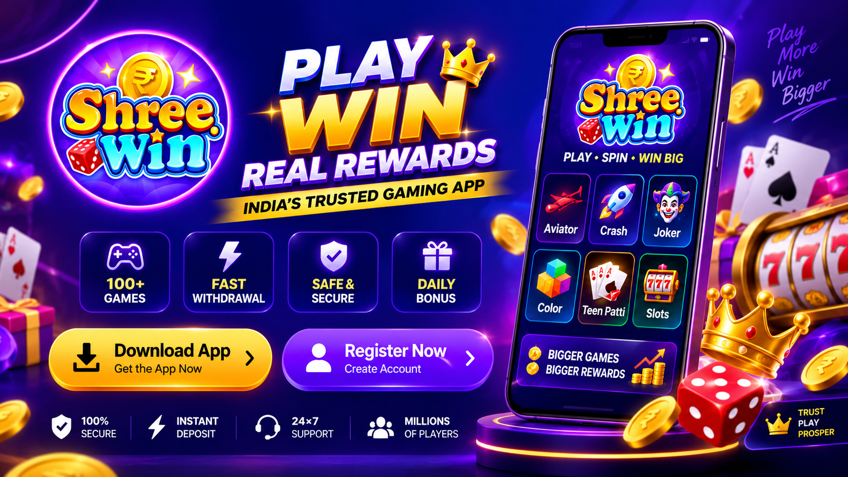 Shreewin app shown on a mobile device